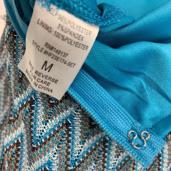 Hyfve Skirt Blue Chevron Print Maxi Lined Slit High Waist Boho - Picture 10 of 10